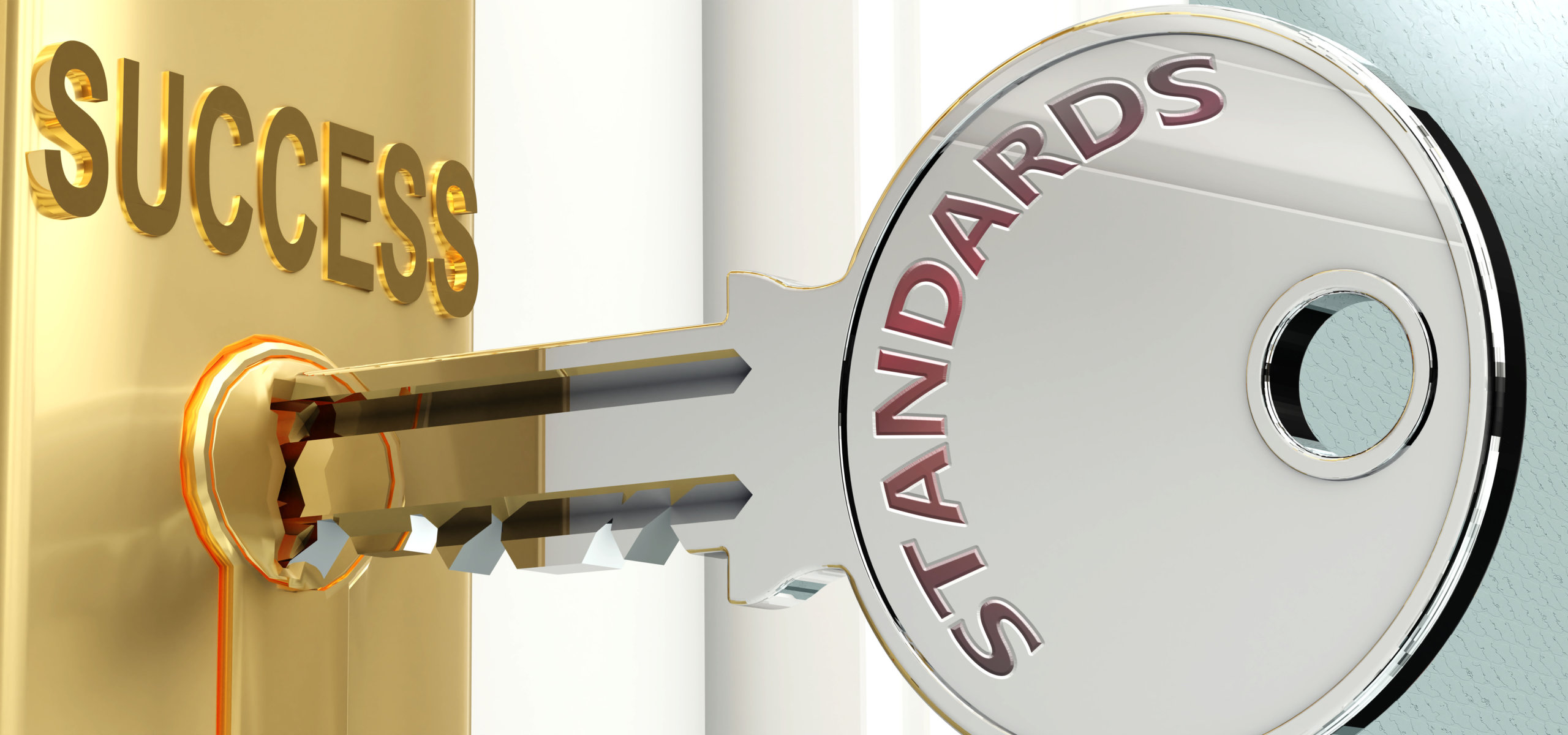 Standards and success - pictured as word Standards on a key, to